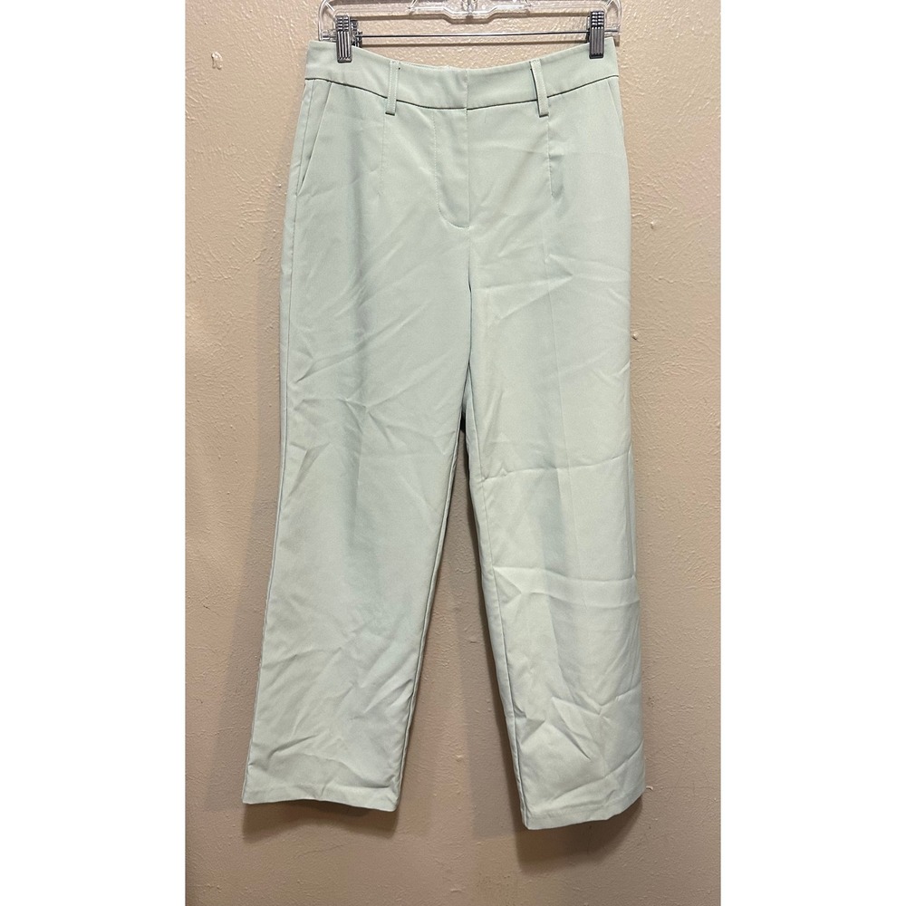 Avec Les Filles Green Cropped Wide Leg Career Dress Pants Womens Size 4